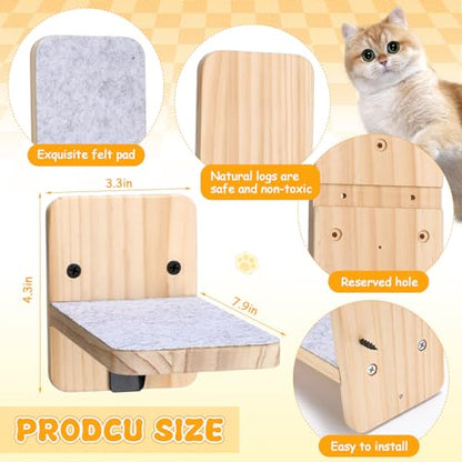 CroBlissful 8 Pack Cat Wall Steps Climbing Shelf Wall Mounted Cat Stairs Scratcher Pad for Cats Perch Platform Supplies