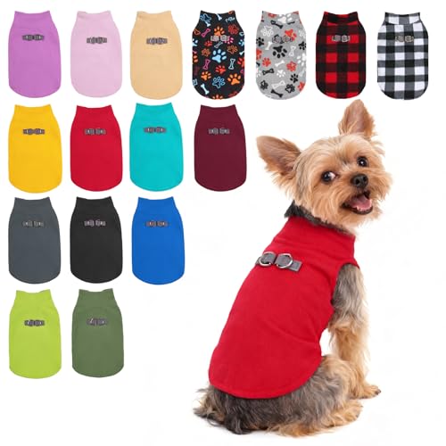 BEAUTYZOO XS Dog Sweaters, Soft Fleece Vest Pullover Dog Jacket with D-Ring Leash Attachment, Warm Winter Dog Clothes Cold Weather Doggy Chihuahua Sweater for Small Dogs Cats Boy or Girl, Red XSmall - color: RED, size: X-Small