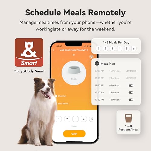 Automatic Dog Feeder for Large Dogs, 14L Capacity, Remote Feeding, Anti-Blockage System, Timed Auto Dog Food Dispenser, 2.4G WiFi App Control，Dual Power Supply,Stainless Steel Bowl - color: Red with WiFi