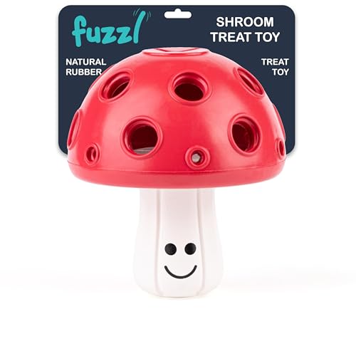 Fuzzl Eco Rubber Magic Shroom Puzzle Enrichment Toy - Red - Long Lasting Dog Treat Toys for Aggressive Chewers Strong Dog Toy for Dogs Durable Puppy Toys - style: Mushroom Red