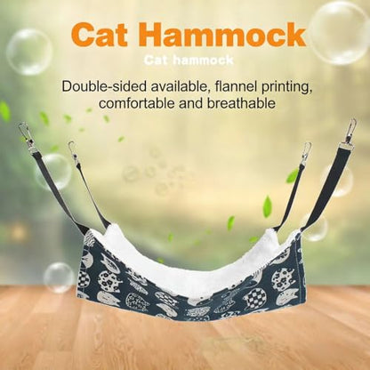 Cat Cage Hammock, Reversible for Use, Adjustable Pet Cat Bed, Soft Sleeping Cat Bed, Suitable for Cats, Puppies, Bunnies and Other Little Pets, Thickened Style, Blue, L(18.8 * 22.8in) - size: Large