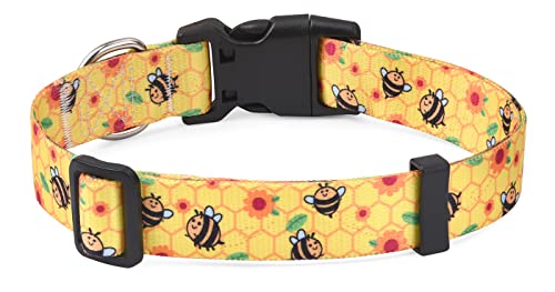Dog Collar with Bohemia Floral Tribal Geometric Patterns - Soft Ethnic Style Collar Adjustable for Small Medium Large Dogs(Bee,XS) - color: Bee, size: XS (Neck 7.9-11.8", Width 5/8")