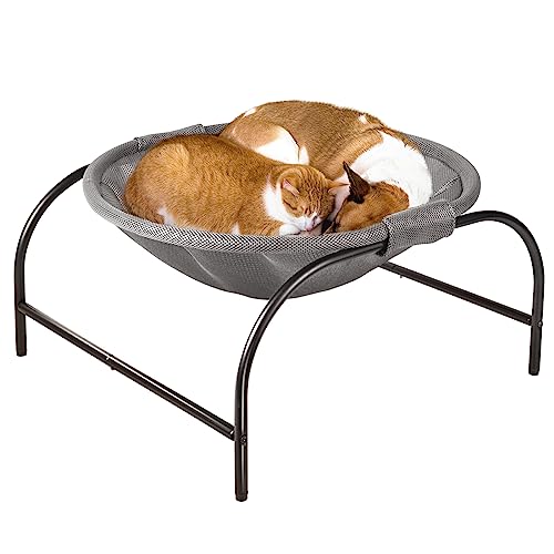 JUNSPOW Cat Bed [Large Size] Dog Bed Pet Hammock Bed Free-Standing Cat Sleeping Cat Supplies Pet Supplies Whole Wash Stable Structure Detachable Excellent Breathability Easy Assembly - color: Grey, size: 22.0"L x 21.3"W x 11.0"Th (Mesh)