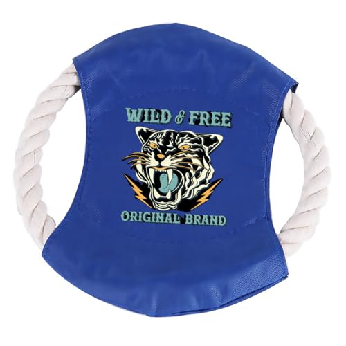 Cotton Rope Flying Disc - Durable & Safe Dog Chew Toy, Non-Toxic Interactive Frisbee for Beach, Park, Backyard Play, Ideal for Medium/Large Dogs - color: Blue, size: WILD & FREE