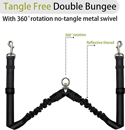 Dual Dog Leash Coupler - 360 No Tangle Double Leash for Medium Large Dogs - Black - color: Black-Coupler