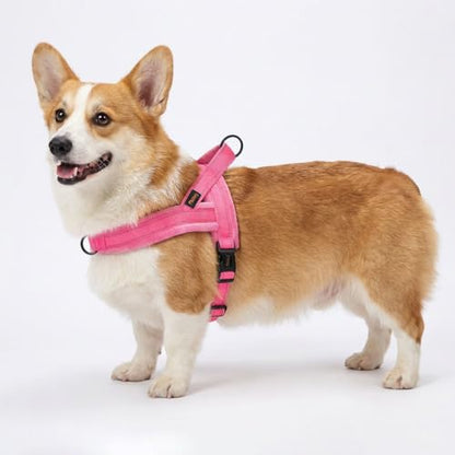 Didog Soft Flannel Padded Dog Vest Harness, No Pull/Quick Fit Reflective Dog Strap Harness, Easy for Training Walking (M:Chest 21-26", Pink) - color: Pink, size: M:chest 21-26"