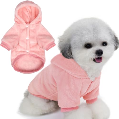 FabriCastle Dog Hoodie Sweater for Small Dogs Boy and Girl, Dog Clothes XS XXS Puppy Sweatshirt, Pet Outfit, Cat Clothing Super Soft Warm Snap On Closure (Pink, XX-Small) - color: Pink, size: XX-Small