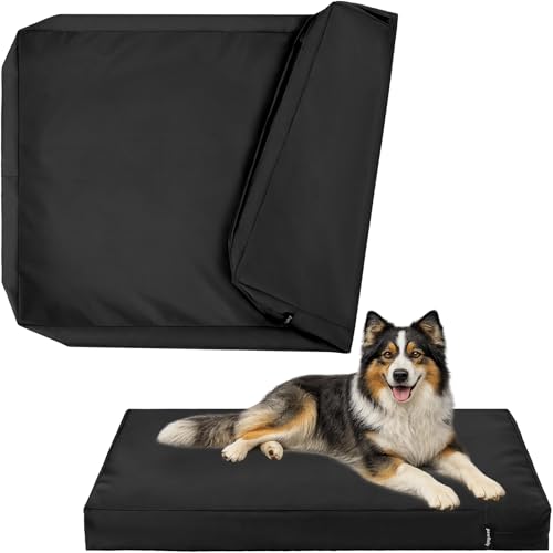 Waterproof Dog Bed Cover Replacement Washable, Extra Large, XL, Easy to Clean, Pet Hair Resistant, Heavy Duty Oxford, Zipper Closure, Indoor/Outdoor, Fits 44 Inch Dog Crate - 42x30x4, Black - color: Black, size: 42"L x 30"W x 4"Th