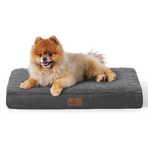 Bedsure Dog Bed for Small Dogs - Comfy Flat Puppy Beds with Removable Washable Cover, Orthopedic Egg Crate Foam Pet Mat, Suitable for Pet Up to 15 lbs - color: Dark Grey, size: 24"L x 16"W x 3"Th