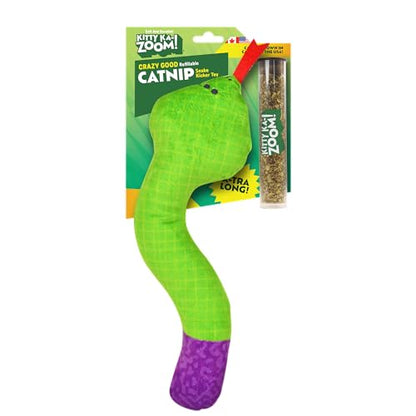 ZOOMIE Snake Kicker - Refillable Catnip Toy + Catnip | High Potency Hand Harvested Fresh | Soft Plush for Engaging Play - color: Snake