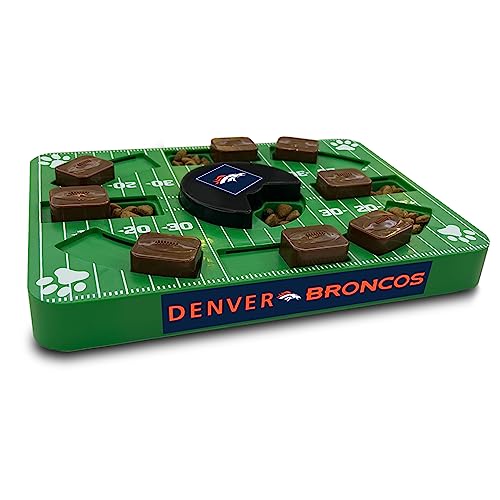 Pets First NFL Denver Broncos Puzzle, Interactive Dog Treat Puzzle Toy - color: DENVER BRONCOS, size: Standard