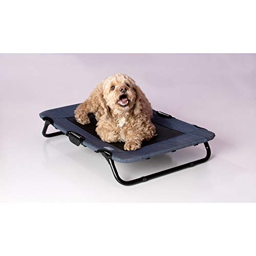 Pet Gear Lifestyle Pet Cot Elevated Bed, No Assembly Required, Premium Tear Resistant Cooling Mesh, Indoor & Outdoor, Lightweight & Portable, 30 Inch, NEW Lake Blue