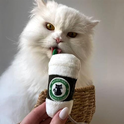 Haute Diggity Kitty Meowbucks Catpuccino Set, Plush Cat Toys Catnip Filled with Interactive Crackle Sound, Safe & Durable Toys for Cat & Kitten, 2 Pcs - style: Meowbucks Duo
