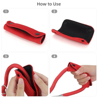 2PCS Dog Leash Grip Handle Sleeve - Leash Wrap - Soft Velvet & Polyester Mesh Ensure Comfortable Grip - Dog Leashes/Box/Bag Handle Cover Protection Pads(Red) - color: Red