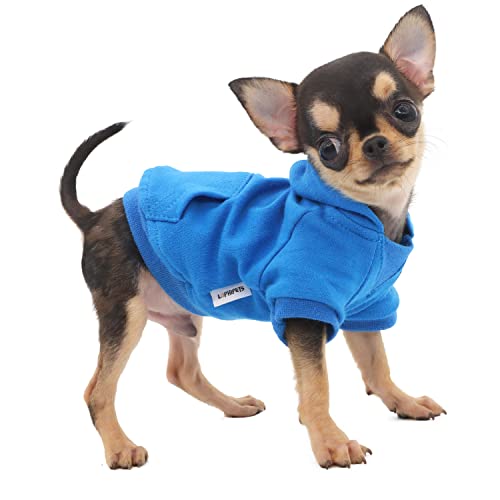 LOPHIPETS Lightweight Cotton Hoodie for Small Dogs – Hooded Sweatshirt for Chihuahuas Puppy and Toy Breeds-Blue/XS - color: Blue, size: X-Small for 1.2-2.2 lbs