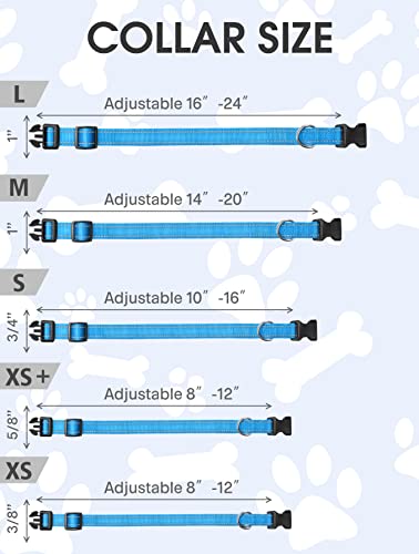 Reflective Dog Collar, Sturdy Nylon Collars for Puppy and Extra Small Girl and Boy Dogs, Adjustable Dog Collar with Quick Release Buckle,SkyBlue,5/8" Width - color: Skyblue, size: X-Small Plus (Pack of 1)