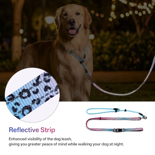 Hands Free Dog Leash with Slip Lead，Waist Leash Retractable for Dog Walking, Jogging and Running,Dual Padded Handles and Durable Bungee for Walking, Jogging and Running(Chic Leopard Pattern)