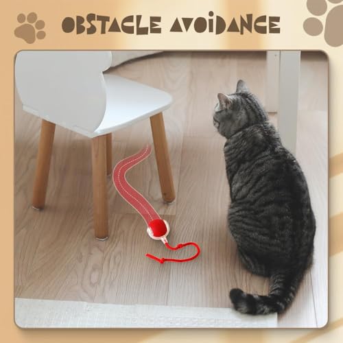 Interactive Rolling Dog Ball, 2025 Upgraded Version Automatic Rolling Ball Interactive Cat Toy Automatic Cat Toy Automatic Moving Dog Toy, 360° Intelligent (Red) - color: Red