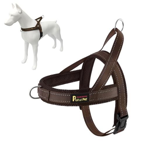 Plutus Pet No Pull Dog Harness with Breathable Mesh Padded, Adjustable Reflective Escape Proof Dog Harness, Quick Fit Dog Vest Harness for Small Medium Large Dogs(XXS, Chocolate) - color: Chocolate, size: XXS: chest 11.8"-15"