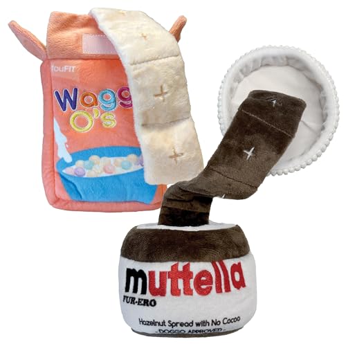 FOUFIT Hide and Seek Yummy Nosework Toy - Waggy 'Os Cereal, 6-inch Height