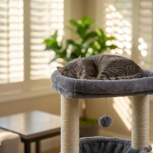 ROYPET Fashion Design 43.3" Cat Trees with Cat Houses,Grey - color: Grey 1, size: 43.3"