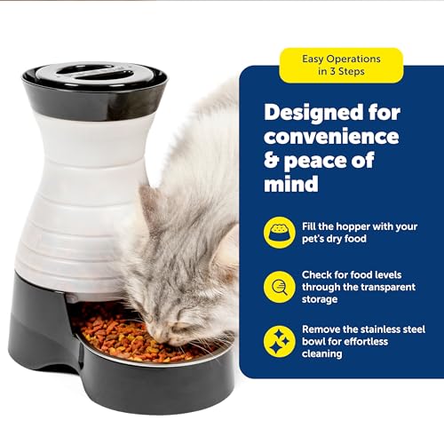 PetSafe Healthy Pet Food Station - Automatic Indoor Gravity Cat & Dog Feeder - Space-Saving Self Feeder - Easy to Clean - Small - Up to 2 lb Kibble Capacity (Pack of 2) - size: Small (Pack of 2)