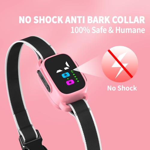 Anti-Bark Collar for Small Dogs, No Shock Anti Barking Collars with 7 Sensitivities, 3 Adjustable Modes Beep & Vibration, IP67 Waterproof - Effective & Humane, Sweet Pink