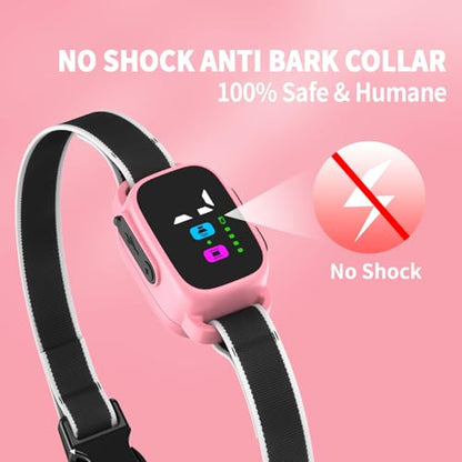 Anti-Bark Collar for Small Dogs, No Shock Anti Barking Collars with 7 Sensitivities, 3 Adjustable Modes Beep & Vibration, IP67 Waterproof - Effective & Humane, Sweet Pink