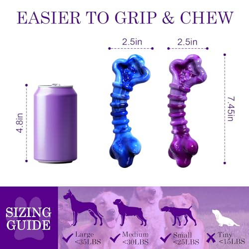 Kseroo 2-Pack Dog Chew Toys for Aggressive Chewers: Indestructible Dog Toys for Large Breed, Tough Dog Chew Bones to Keep Them Busy, A for Large Dogs - color: Purple & Green
