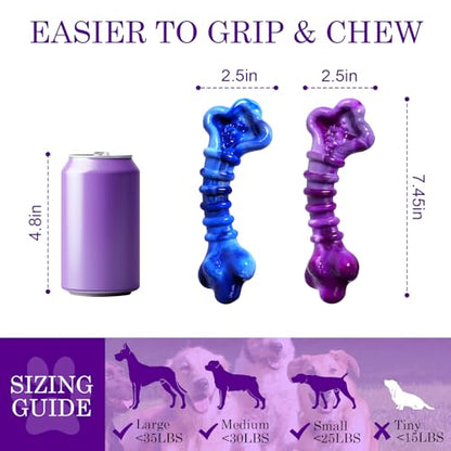Kseroo 2-Pack Dog Chew Toys for Aggressive Chewers: Indestructible Dog Toys for Large Breed, Tough Dog Chew Bones to Keep Them Busy, A for Large Dogs - color: Purple & Green