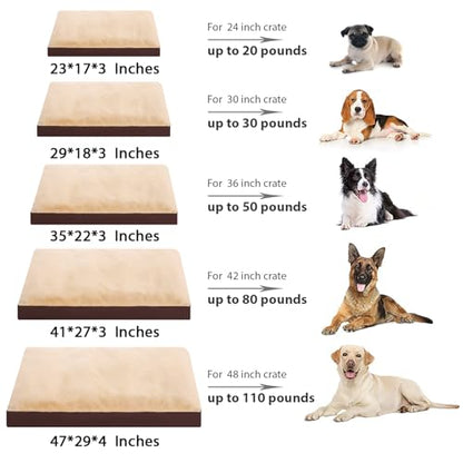 Dog Crate Bed Waterproof Deluxe Plush Dog Beds with Removable Washable Cover Anti-Slip Bottom Pet Sleeping Mattress for Large, Medium, Jumbo, Small Dogs, 23 x 17 inch, Brown - color: Brown, size: 23.0"L x 17.0"W x 3.0"Th