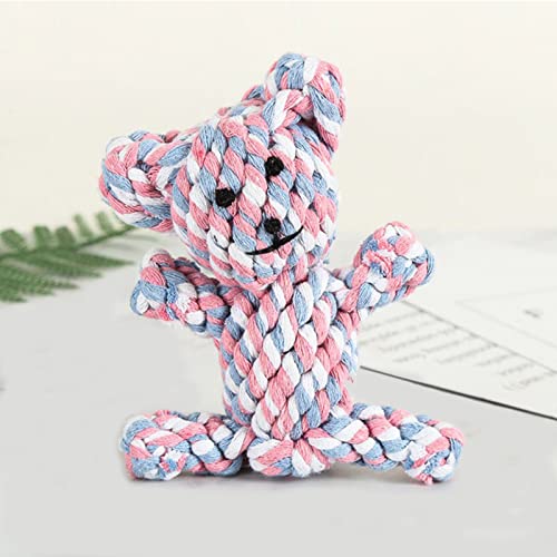 Dog Toys Puppy Teething Chew Toys,Pet Chew Toy Cat Chew Toy,Safe Braided Rope Toys Healthy Handmade Gift - color: pink and white bear