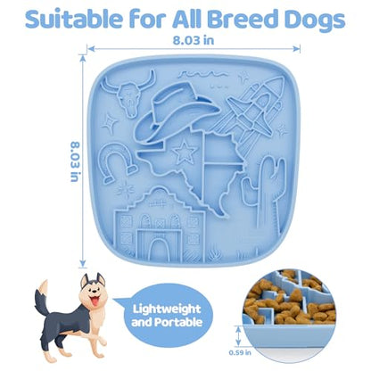 Puzzle Feeder Snuffle Mat and Lick Mat for Dogs,Texas Textured Slow Feeder, 0.75 Inch Thin Silicone Mat Holds 3 Cups, Dishwasher and Microwave Safe, Blue - color: Blue