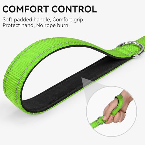 Joytale Dog Leash, 4 FT Double-Sided Reflective, Padded Handle Nylon Heavy Duty Leashes for Medium & Large Dogs Walking, Green - color: Green, size: 4 ft Standard