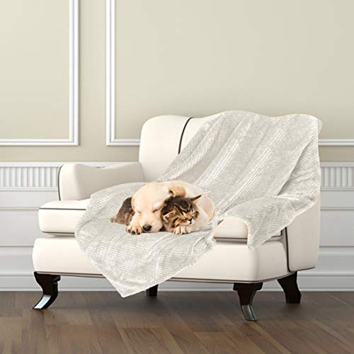 Dog Blanket,Soft Fuzzy Blankets for Puppy, Small,Medium,Large,X-Large Premium Fluffy Blankets Plush Fleece Throw Dog Bed, Couch, Sofa, Reversible Travel Warm Covers - color: Beige, size: L（40x47 inches）