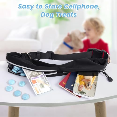 Waist Leash for Medium Large Dog Walking, Bungee Hands Free Leash with Zipper Pouch, Around The Waist No Pull Running Dog Belt, Padded Handle Jogging No Hands Heavy Duty - color: Blue