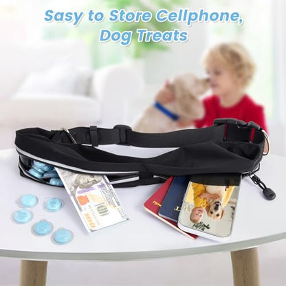 Waist Leash for Medium Large Dog Walking, Bungee Hands Free Leash with Zipper Pouch, Around The Waist No Pull Running Dog Belt, Padded Handle Jogging No Hands Heavy Duty - color: Blue