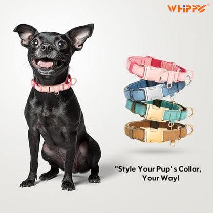 WHIPPY Vegan Leather Dog Collar No Slip Martingale Dog Collar with Quick Release Metal Buckle - color: pink, size: S:Fit 11-13" Neck