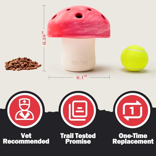 Natural Rubber Dog Enrichment Toys for Large Dogs, Slow Feeder to Keep Them Busy - Lifetime Replacement - Durable Treat Dispensing Dog Puzzle Toys for Large Breed - color: Mushroom Slow Feeder