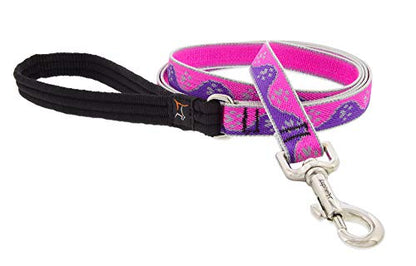 Lupine Reflective Dog Leash 6-Foot by 3/4" Wide Pink Paws - size: 3/4"w; 6-foot