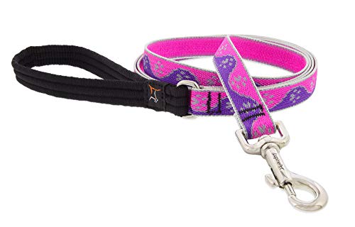Lupine Reflective Dog Leash 4-Foot by 3/4" Wide Pink Paws - size: 3/4"w; 4-foot