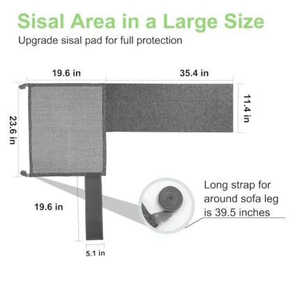Cat Scratch Couch Protector,23.6" L*19.7" W Scratching Furniture Protector Pad,Cat Scratch Sofa Arm Sheild with Grey Natural Sisal for Protecting Couch Sofa Chair Furniture (Grey/Right Hand) - color: Grey
