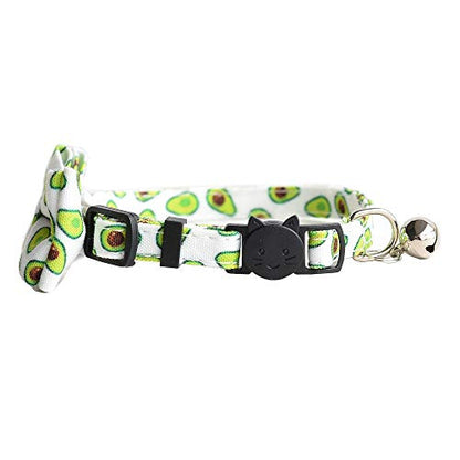 Cat Collar Breakaway with Bell and Bow Tie, Plaid Design Adjustable Safety Kitty Kitten Collars(6.8''-10.8'') (Avocado) - color: Avocado