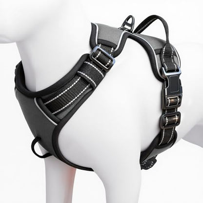 No Pull Dog Harness, No Chock Reflective Adjustable Soft Padded Pet Vest with Easy Control Handle, Easy Wearing with Stylish, Reinforced Knot, 2 Buckles - color: Gray, size: X-Small