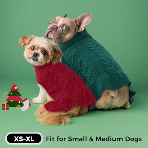 LeLePet Dog Sweater Christmas Turtleneck Knitwear Sweatshirt Cable Knit Warm Dress for Small Medium Large Dogs Puppy Fall Sweater, Pitbull, Lab, XL, Red - color: Red, size: XL