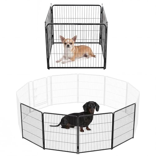 NEWBULIG Dog Playpen for Indoor 24 Inch 4 Panels - Portable Heavy Duty Metal Pet Exercise Pen, Foldable Small Dog Puppy Playpen Fence for Outdoor RV, Camping, Yard, Garden - color: Black, size: 24in