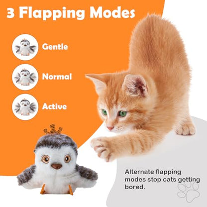 Interactive Flappy Bird Cat Toy – Sandpiper with Flapping & Chirping Sounds, Indoor Play & Exercise Toy for Cats (Does Not Fly) - color: Sandpiper