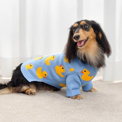 Fitwarm Funny Duck Dog Sweater, Thermal Dog Winter Clothes for Small Dogs Boy Girl, Pet Outfit, Blue, Yellow, Small - color: Duck, size: Small