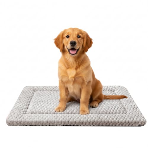 Dog Bed Mat, Reversible Dog Crate Pad for Small Medium Dogs & Cats, Soft Washable Kennel Mat with Non-Slip Bottom, Lightweight Pet Bed for Crate, Cage, Home and Travel（Light Brown, 30"L*20"W*1.5"Th) - color: Light brown, size: 30"L*20"W*1.5"Th