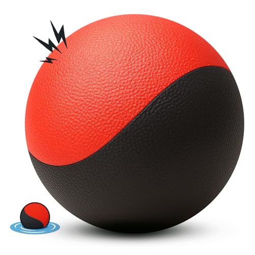 Squeaky Dog Toy – Durable Rubber Dog Ball for Medium & Large Dogs, Tough Interactive Fetch Toy for Chewers, Outdoor Training & Play Ball, Floating Water Play Gift.Red Black - color: Red Black